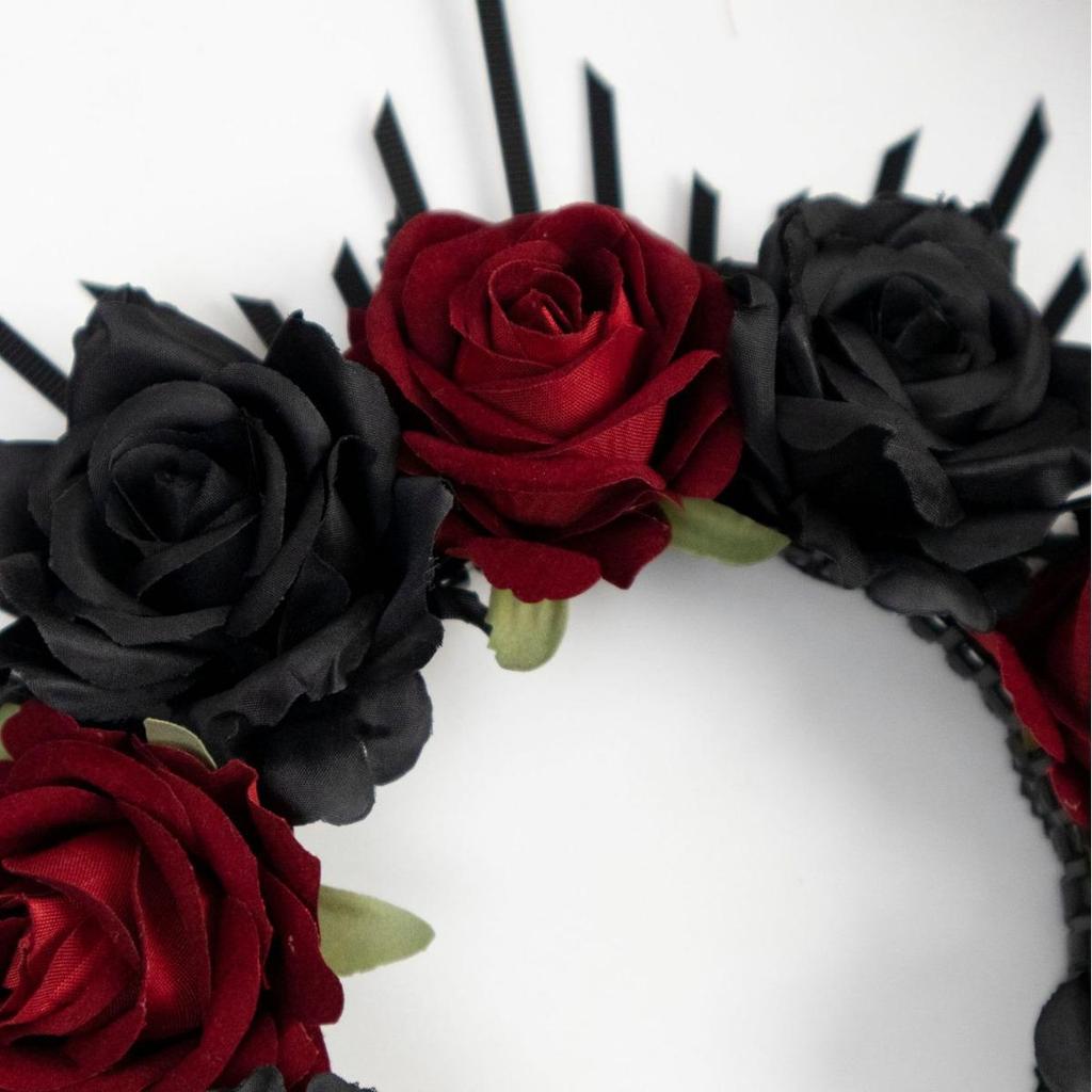 Tiare Halo Rose Gothique Mariée Sombre pour Halloween & Jour des Morts