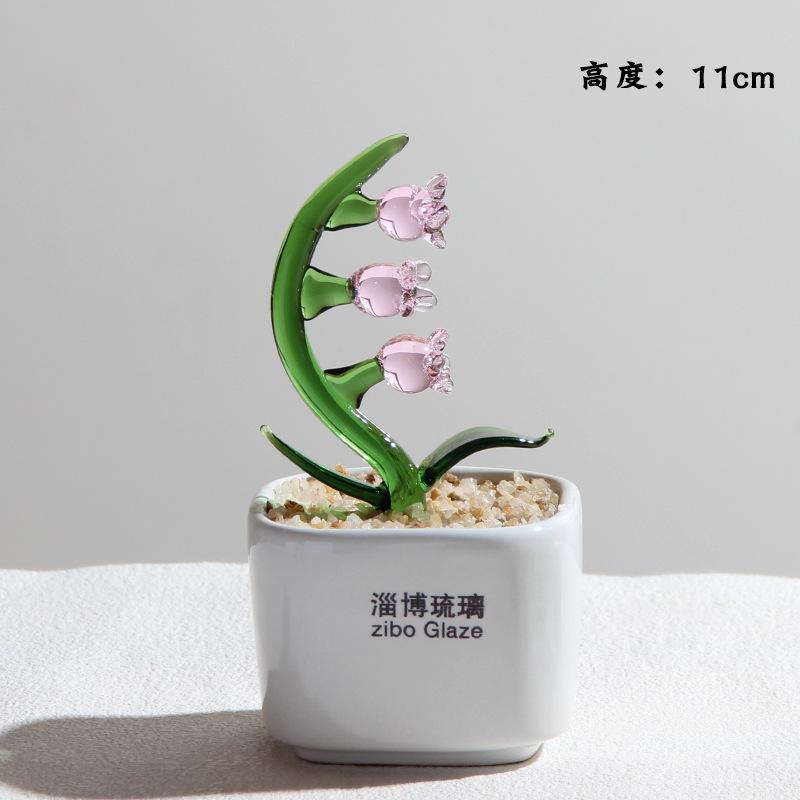 Handmade Glass Blown Cactus Cute Crystal Art Cactus Figurines Collectibles Desk Simulation Plants Decorations Mother's Day Gift