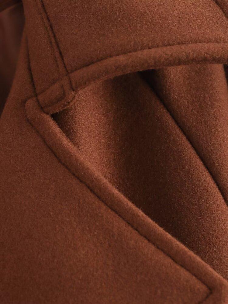 2024 Winter Women's European & American Style Double-Breasted Long Coat with Belt