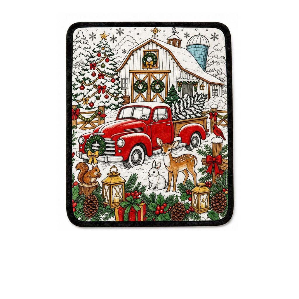 Christmas Coloring Blanket with Watercolor Pens - 100cm Soft Velvet Doodle, Fun Creative Activity