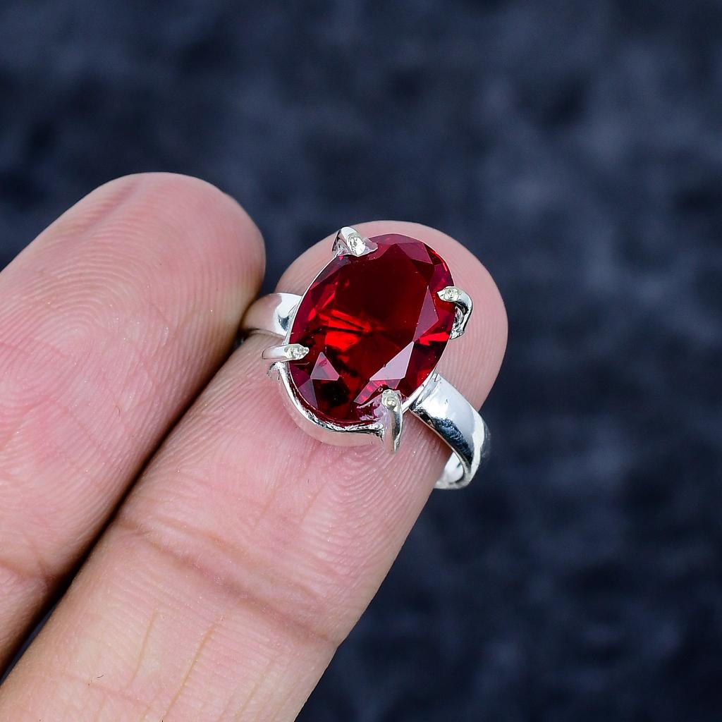 Mozambique Garnet Gemstone 925 Sterling Silver Jewelry Ring Size Adjustable MM-3449