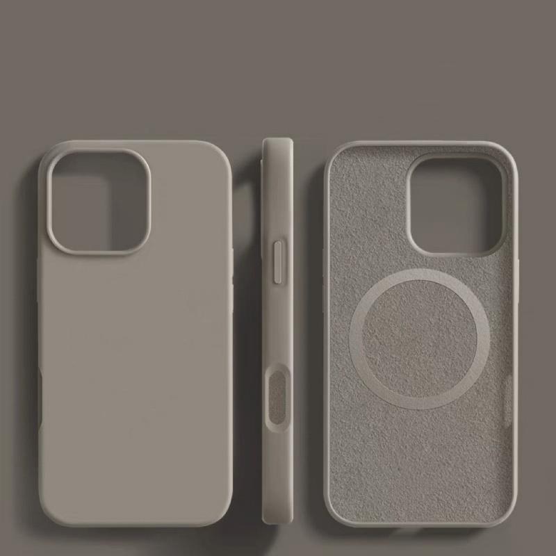 

Магнитный Жидкий Силиконовый Ударопрочный Чехол для iPhone 17 16 15 14 13 Pro Max 16 Plus Чехол для беспроводной зарядки Magsafe iPhone 14 Pro Max серый