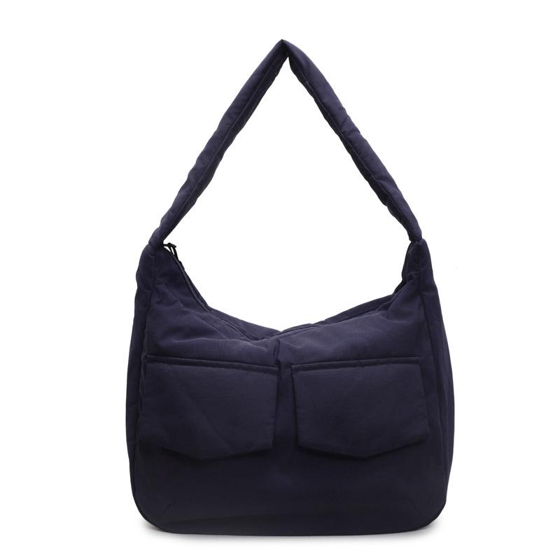 Korean version of simple lazy wind messenger bag women's large-capacity solid color versatile shoulder bag going out casual cotton clothes tote bag