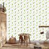 Crocodile wallpaper white, lime and light gray 50x1000