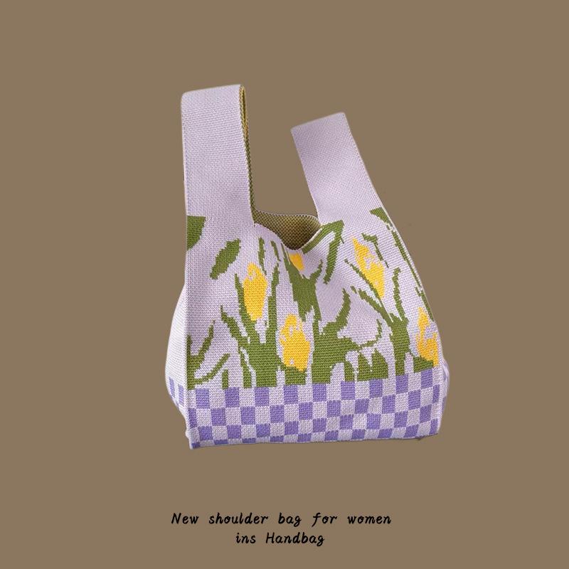 Сумка-тоут Женская вязаная шерстяная сумка-ведро Легкая сумка через плечо с баской — фото 27