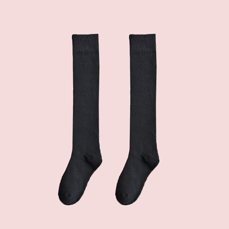 Winter Warm Long Socks Tube Thick High Tube Hosiery Socks Terry Solid Color Women Thicken Calf Socking чёрный