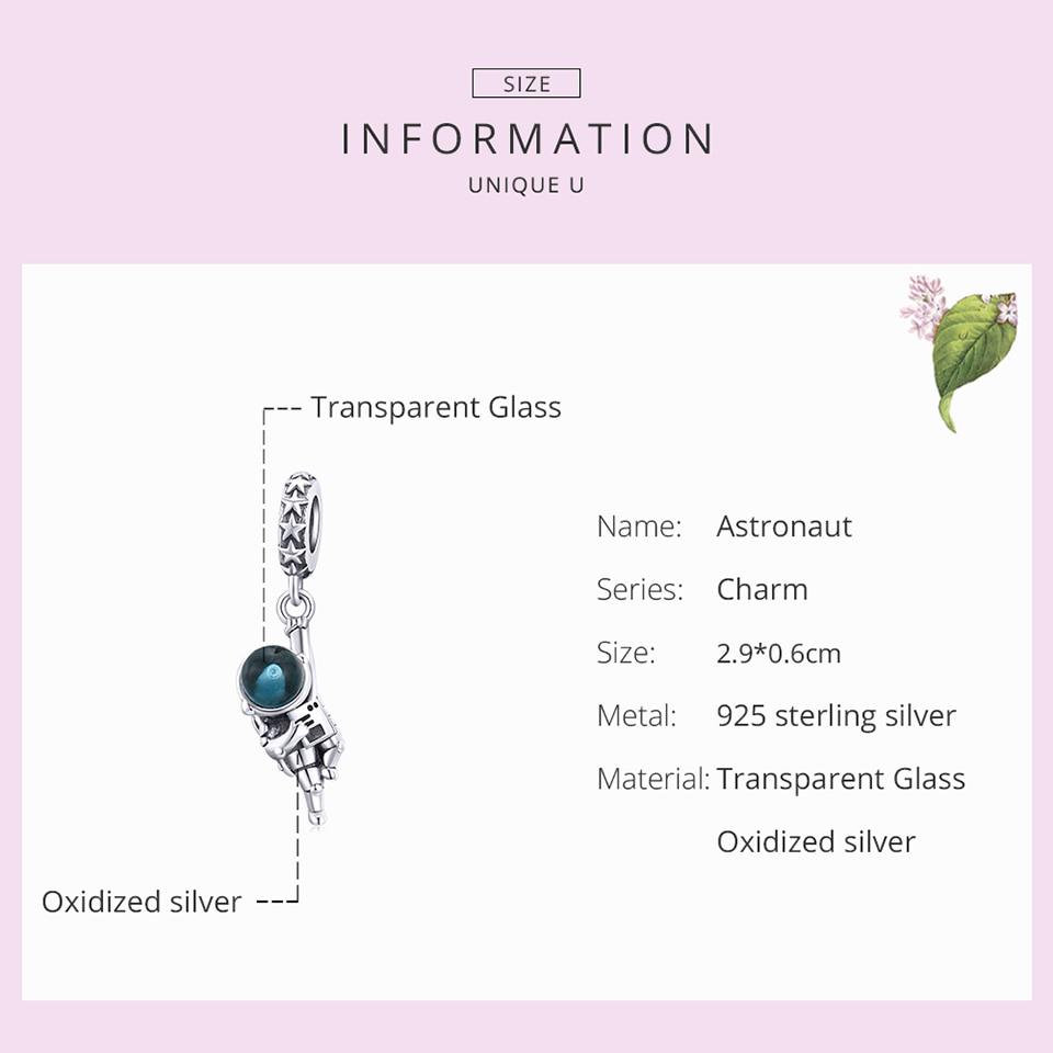 BAMOER 925 Sterling Silber Schmuck Schöne Hexe Astronaut Hund Anhänger Herz Bär Charme fit Original Armband