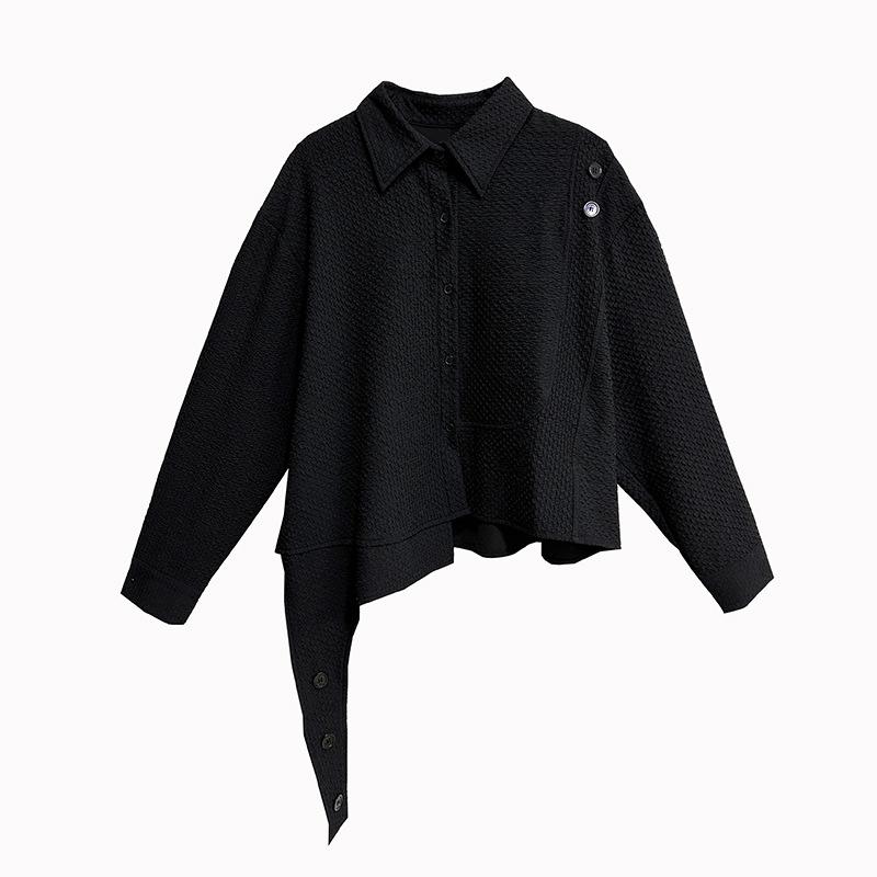 

XITAO нестандартная однотонная рубашка с длинным рукавом DMJ4161 One Size чёрный