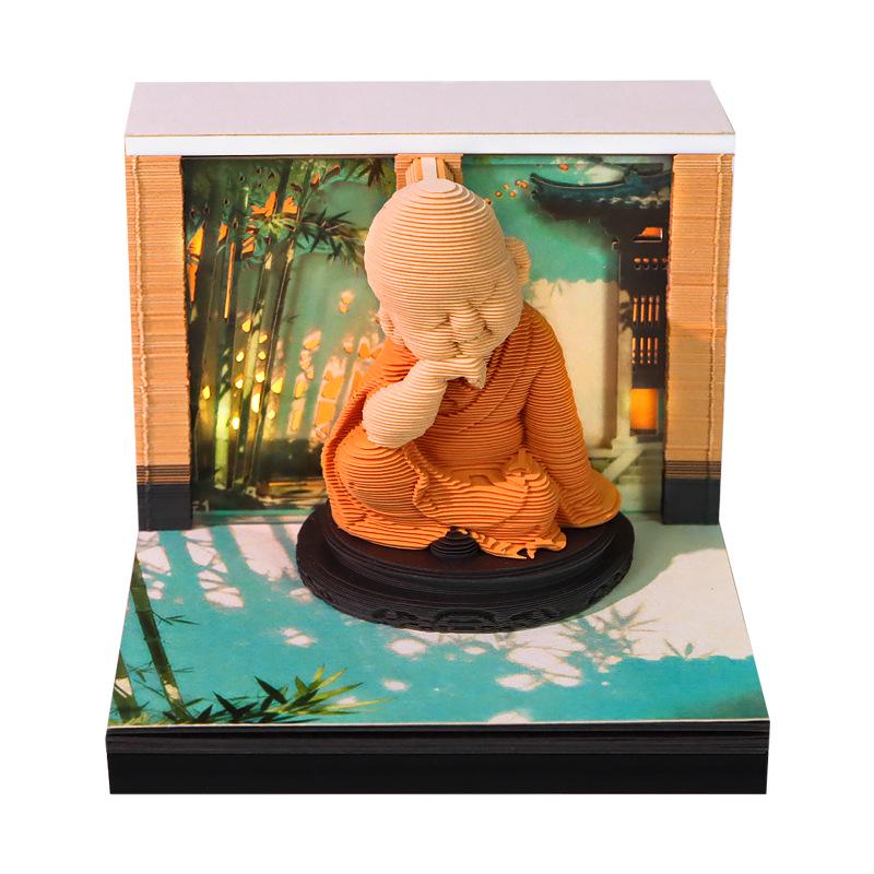 Zen Little Monk 3D Sticky Note Pad: Chinese Style Home Tabletop Ornament & Creative Souvenir 209 pages
