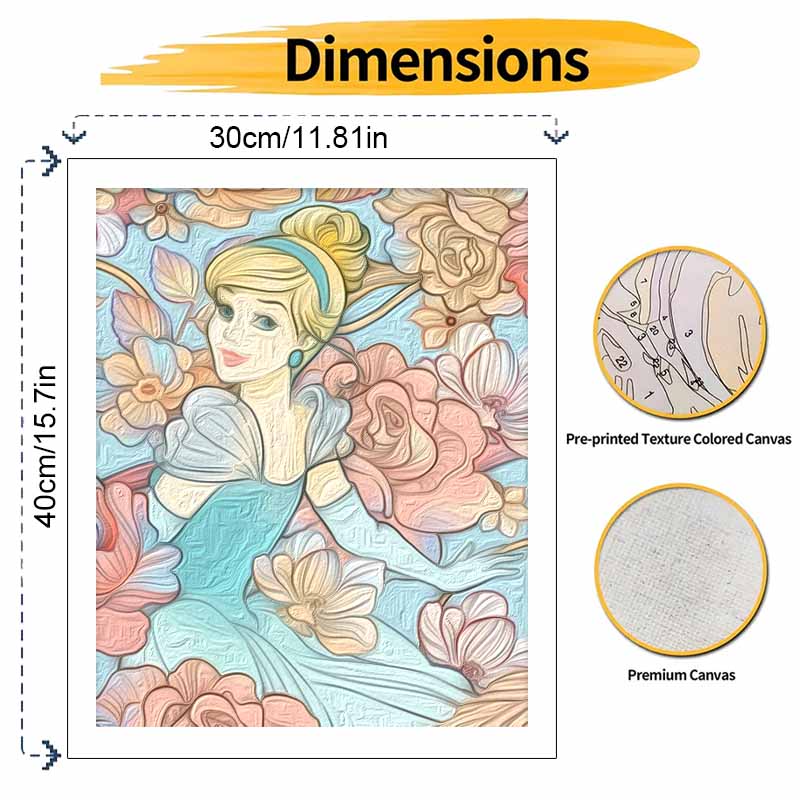 Disney Cinderella Oil Painting Art Painting Set Floral Wall Decor Handmade Gift