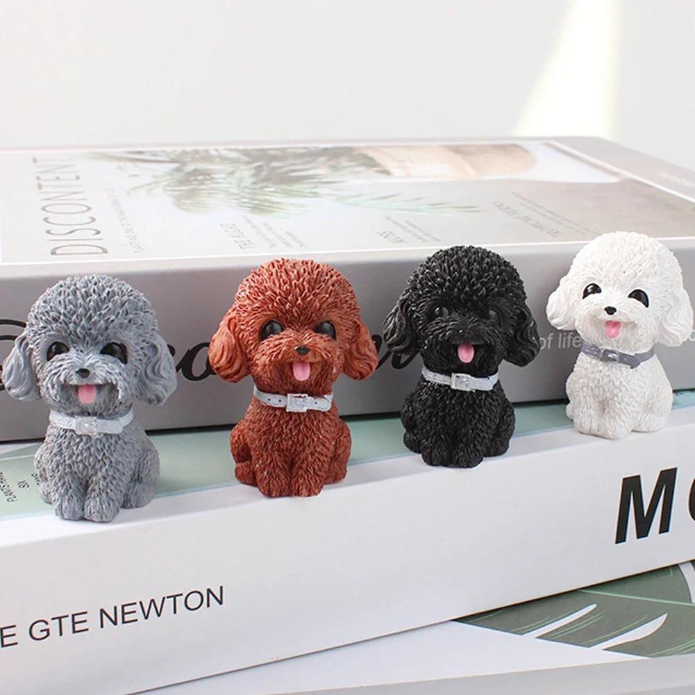 Resin Teddy Dog Figurine Animal Model Home Decor Miniature Garden Decoration Ornament Mini Dolls Children Desktop Model