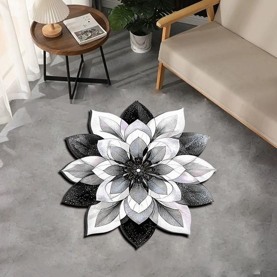 Floral Plush Floor Mat 3D Visual Flower Shaped Floor Rug Mat for Bathroom Quick-Drying Non-Slip Absorbent