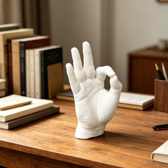 Figura de Mano OK Impresa en 3D Escultura Estatua con Forma de Gesto OK Moderno Adorno Decorativo para Hogar Oficina Sala de Estar