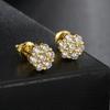 Blumen Iced Out CZ Ohrringe Goldfarbe Hip Hop Schraubohrstecker Für Damen Herren Cool Punk Hip Hop Schmuck Geschenke Großhandel OHE175