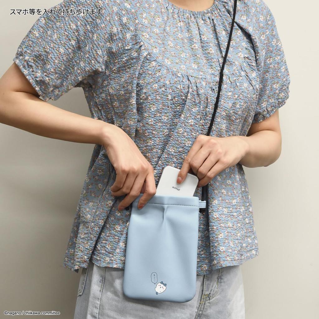 Gourmandies Chiikawa IIIIpocket Smartphone Hachiware and Polyurethane Pouch, (Black White) CK-16B,