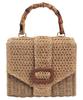 Kobe Lettuce Basket Handbag with Bamboo Perfect for Yukata and Resorts One Size Fits Bag, Handle, Summer, Stylish, [B1611], All, Camel/Black