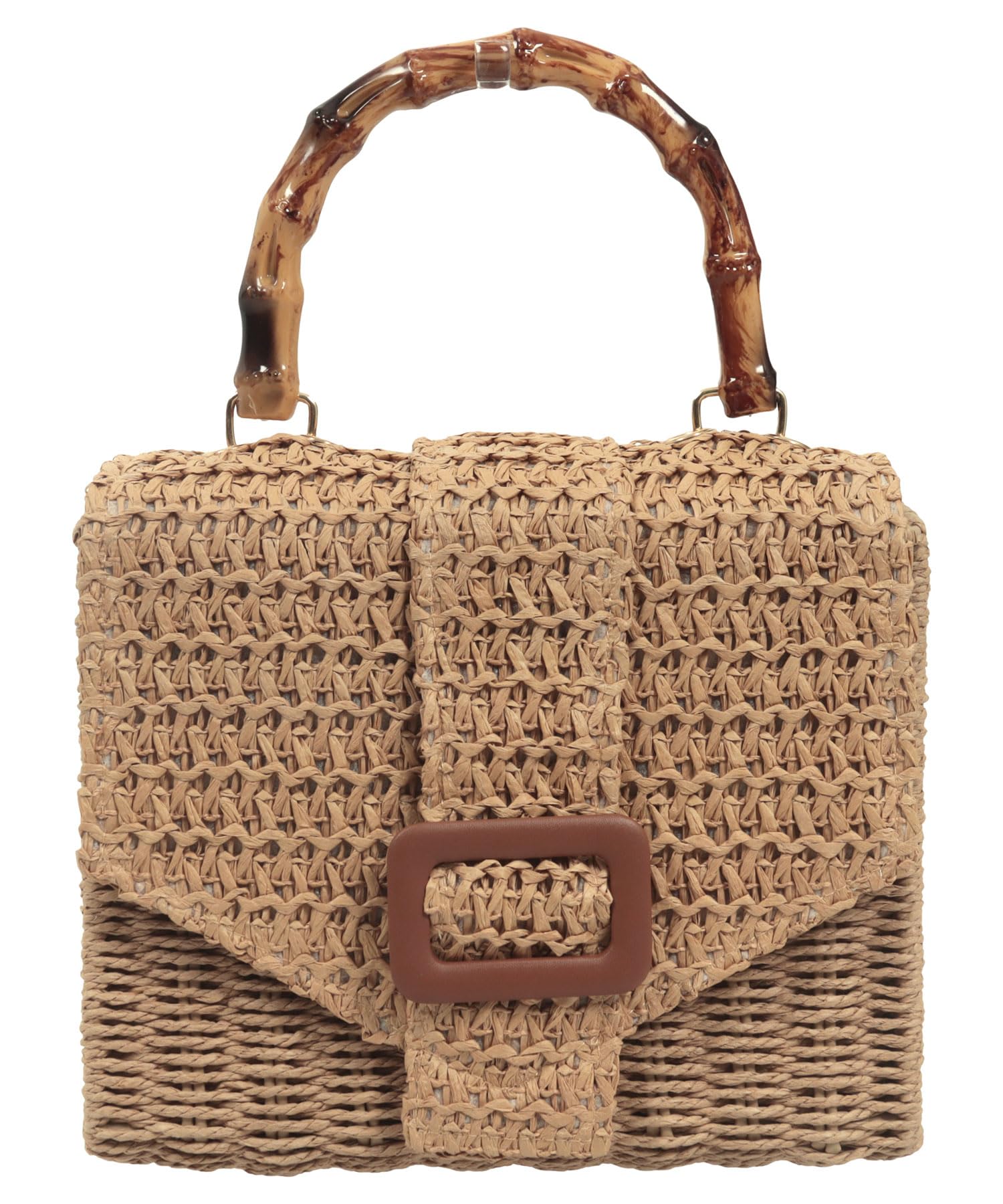 

Плетеная сумка-корзина Kobe с бамбуковой ручкой, идеально подходящая для юкаты и курортов, один размер, сумка, ручка, лето, стильная, [B1611], все, верблюжий/черный