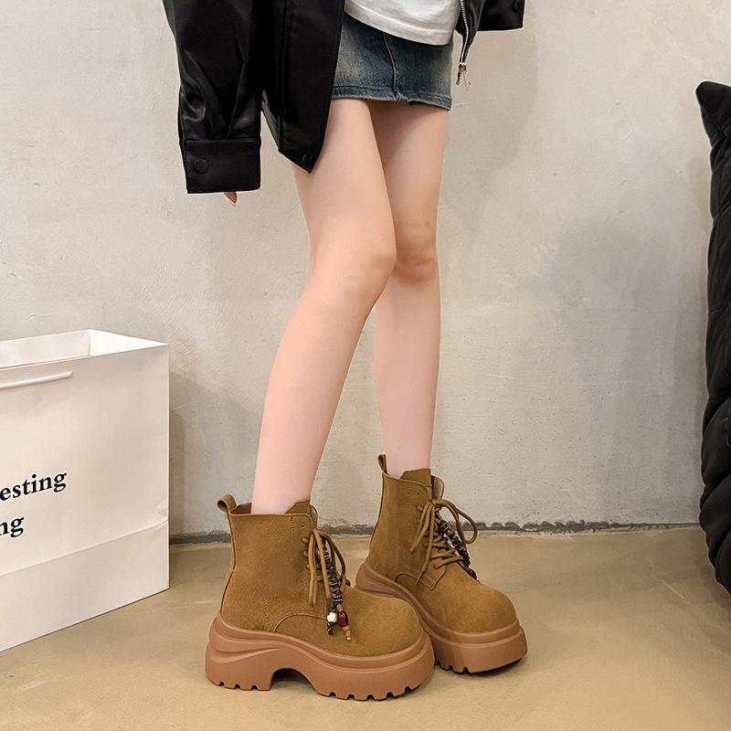 Spring and Autumn 2025 New Fashion Denim Sweet Cool Wind Martin Boots Children's Thick Soles Increase Height Lightweight British Single Boots