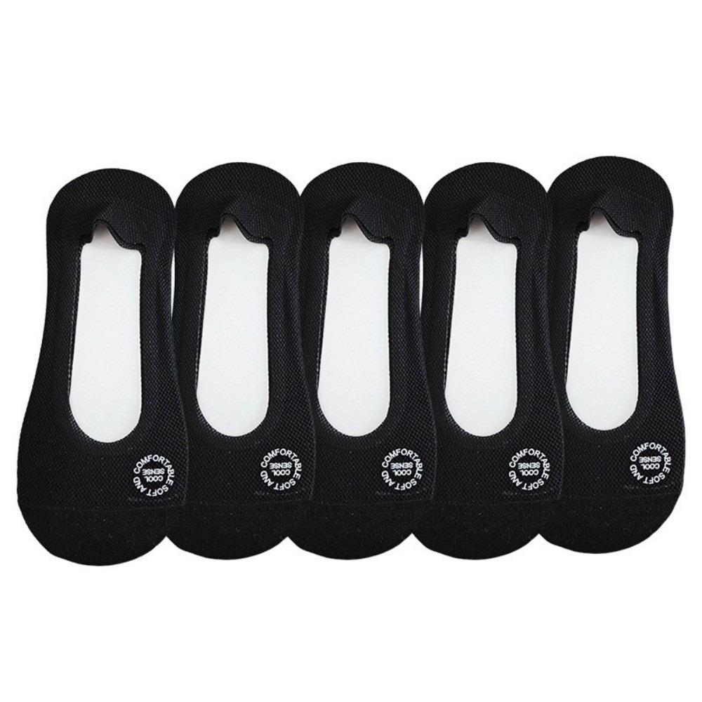5pairs Ultra-Thin Women Invisible Socks Elastic Boat Socks Comfortable Mesh Socks  High Heels 5Pairs Black