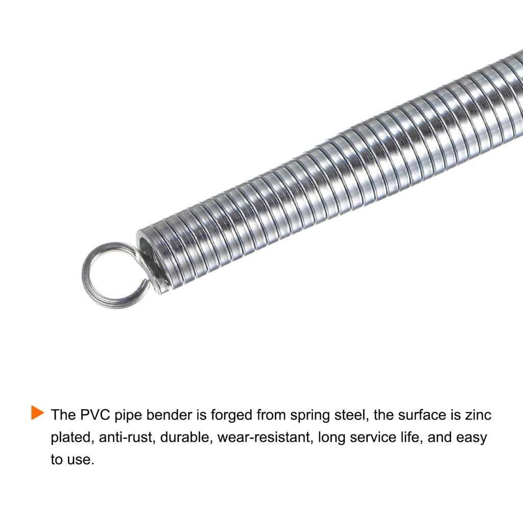 Uxcell 19.8mm X 550mm PVC Spring Bender, Galvanized, Silver, PVC Pipe Bending Device