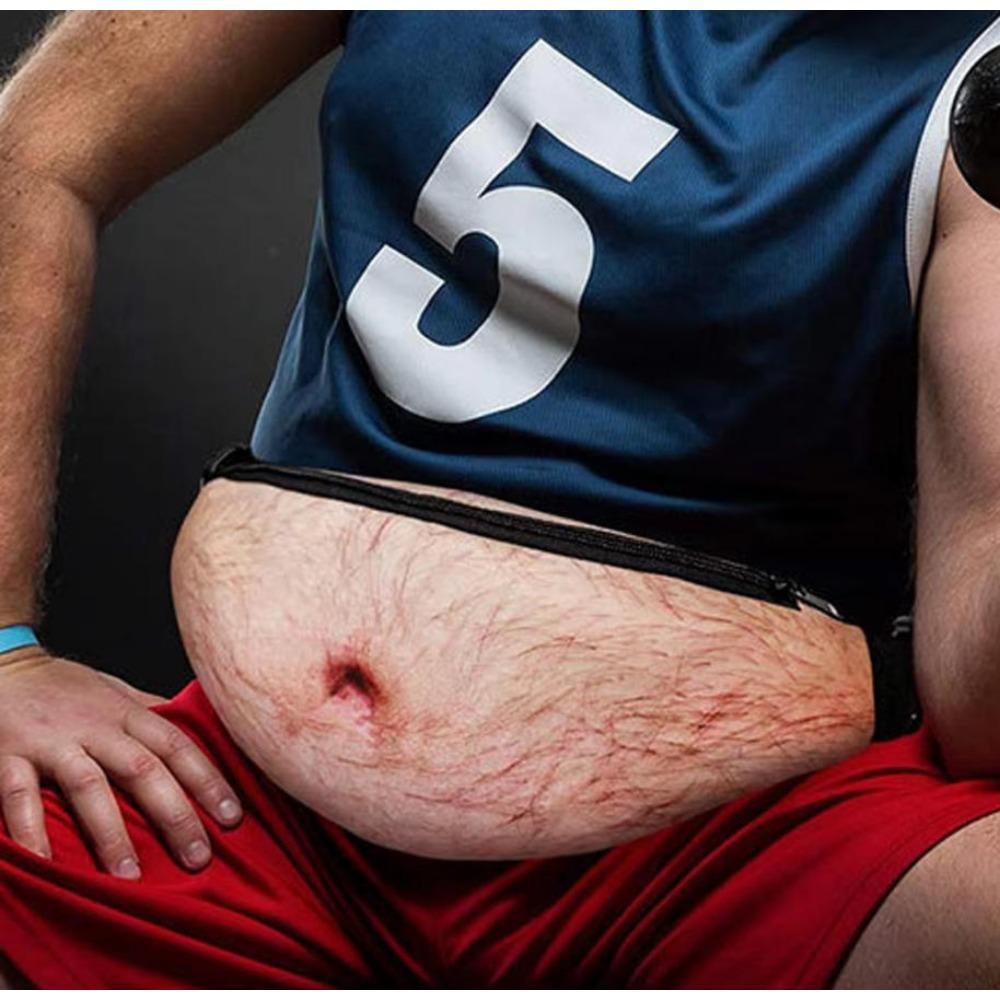 Creative and Weird Fat Belly Fanny Pack Anti-harassment Beer Belly Fanny Pack Pu Belly Leather Fanny Pack