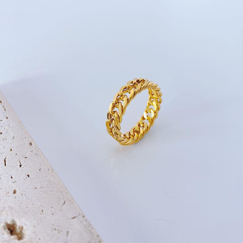 Korean Style Simple Ins Cool Style Chain Titanium Steel Ring Women's Ring