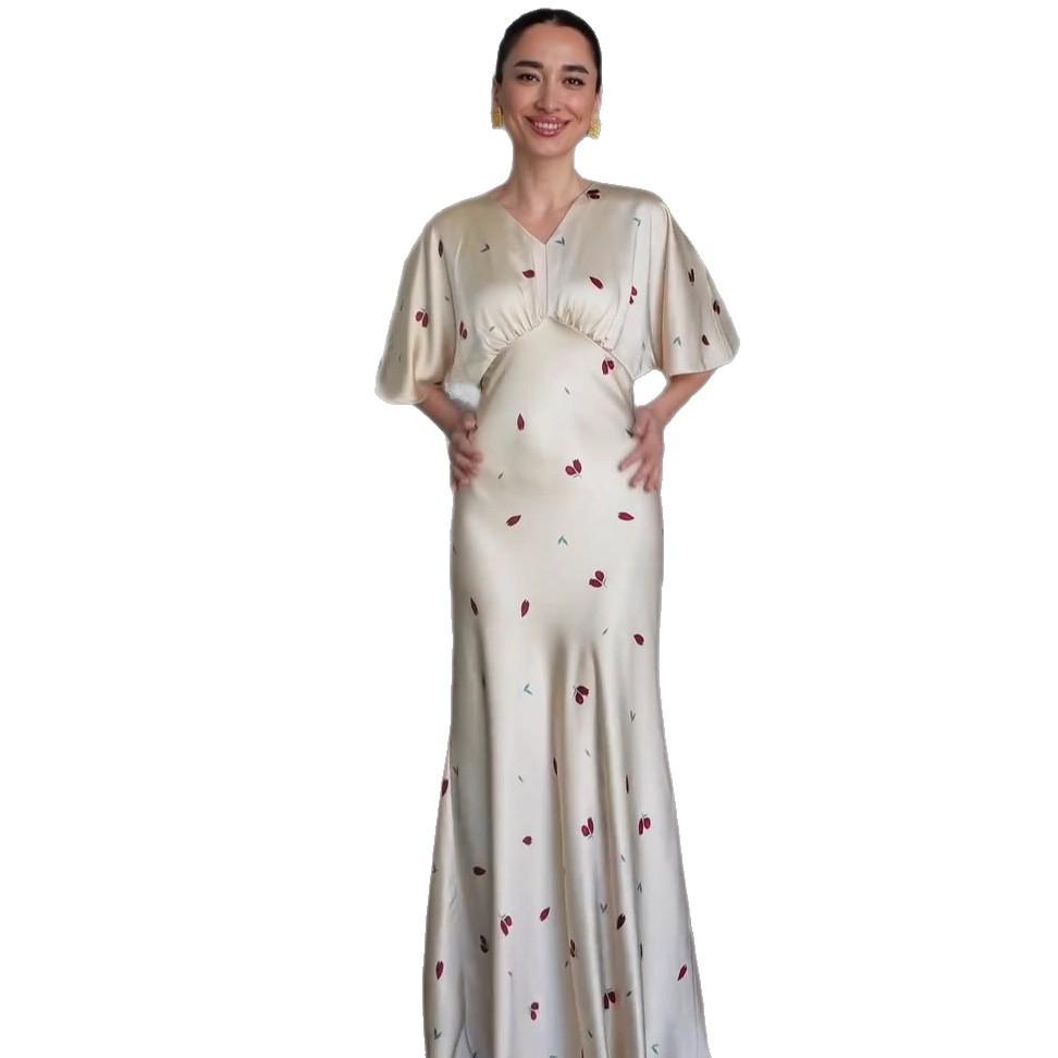 2025 Summer V-Neck High Waist Slimming Dress - European & American Women's Casual Fashion