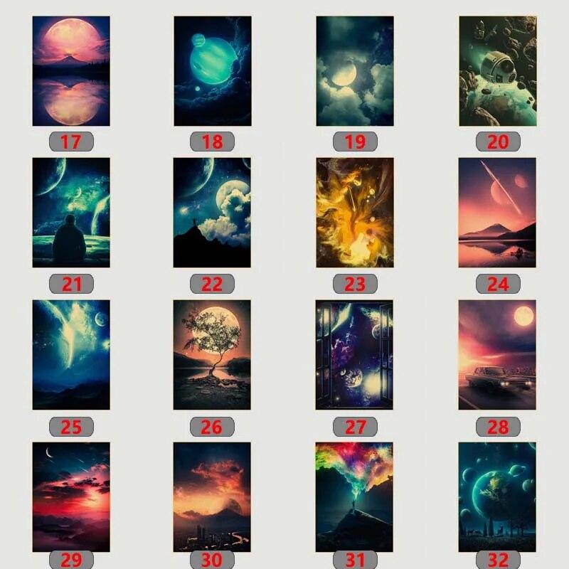 Αφηρημένο Διάστημα Αφίσες από Χαρτί Κραφτ Εκτυπώσεις Ρετρό Διακόσμηση Σπιτιού Διακόσμηση Σαλονιού Πίνακες Εικόνες Μπαρ Καφέ