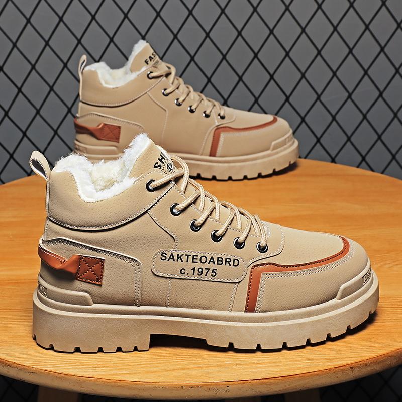 

Мужские зимние новые зимние ботинки 2024 года с защитой от холода, на толстой подошве, модные тенденции, универсальные теплые повседневные ботинки из хлопка Botas Para Hombre 39 хаки