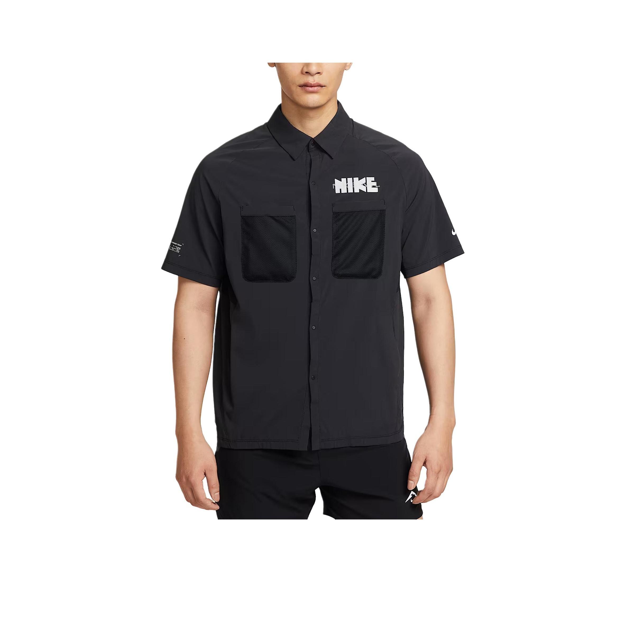 

Nike Dri-Fit FW25 UV Логотип Буква Бег Дышащая Рубашка с коротким рукавом на пуговицах Мужские топы IH4510-010 M