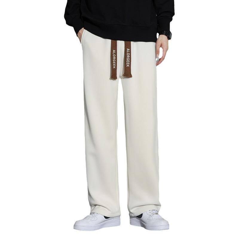 Men's Casual Trousers Men's Spring and Autumn New Drape Solid Color Sports Pants Boys Loose Straight Wide-leg Pants