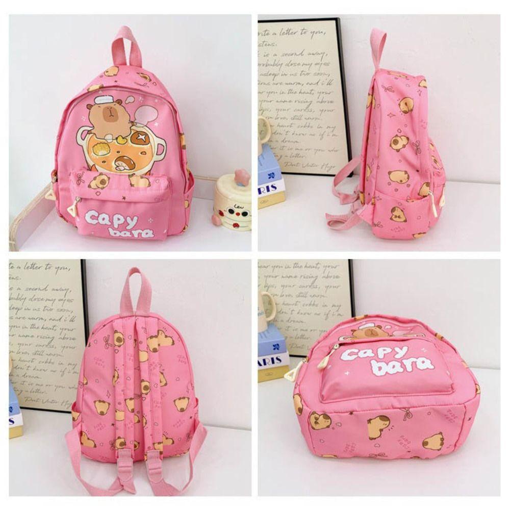 Large Capacity Children's Backpack Lightweight Cartoon Animal Book Bag Capybara Schoolbag Gifts