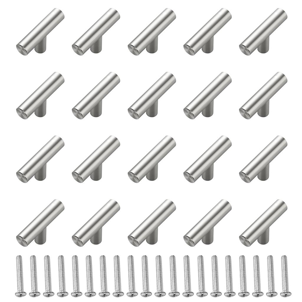 20pcs Stainless Steel 2 Inch Overall Length Dresser Knobs for Cabinets Cupboard Bathroom Kitchen Hardware Single Hole