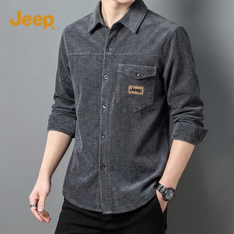 JEEP Men s Retro Corduroy Long-Sleeve Shirt M