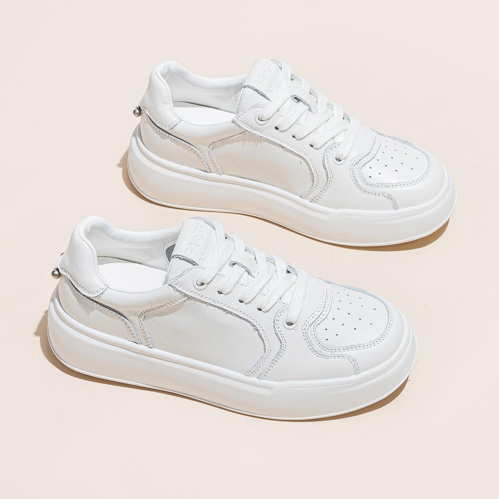 Women's Autumn New Leather Thick-soled Heightening Versatile Casual Sports Single Shoes