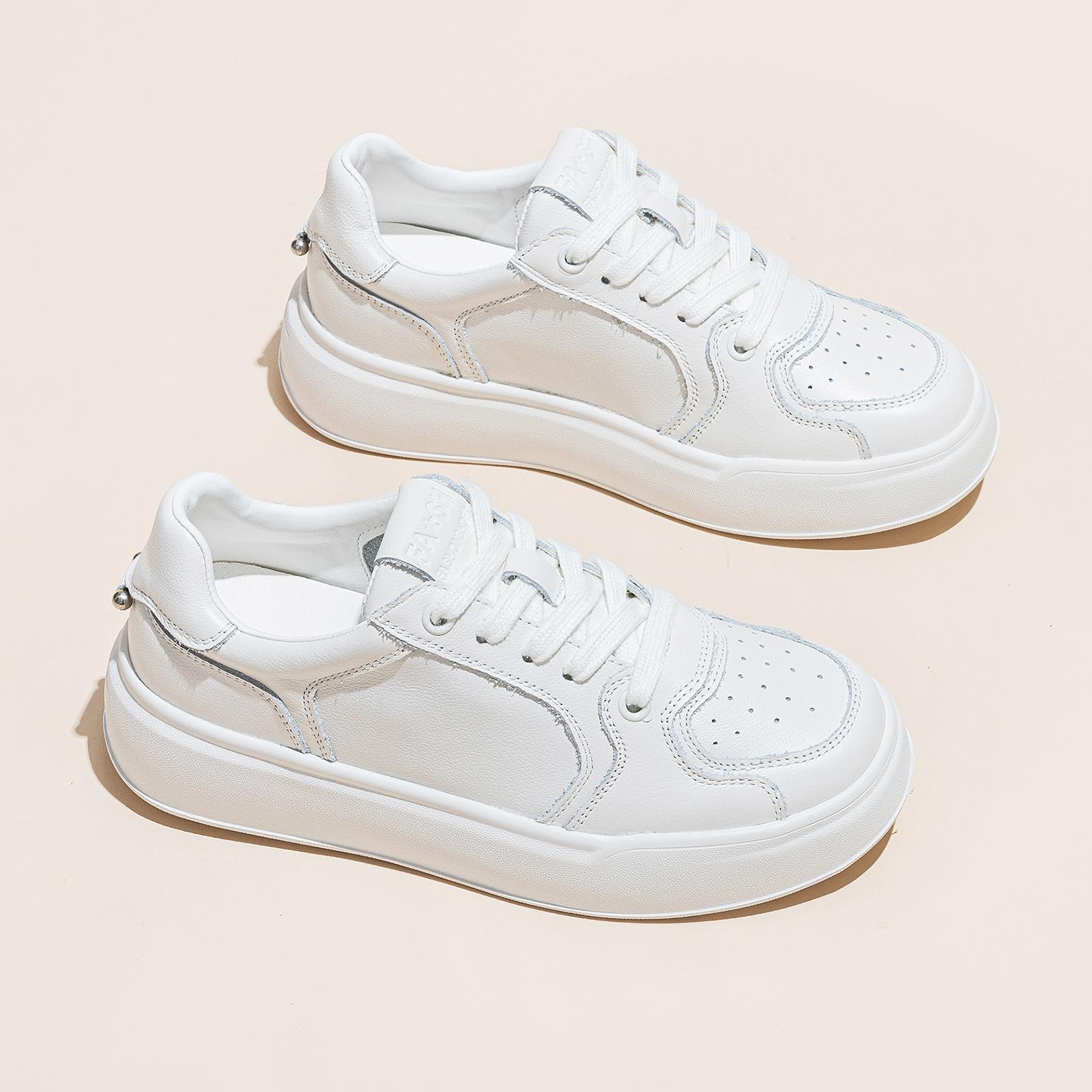 

Women s autumn new leather thick-soled heightening versatile casual sports single shoes 41 белый