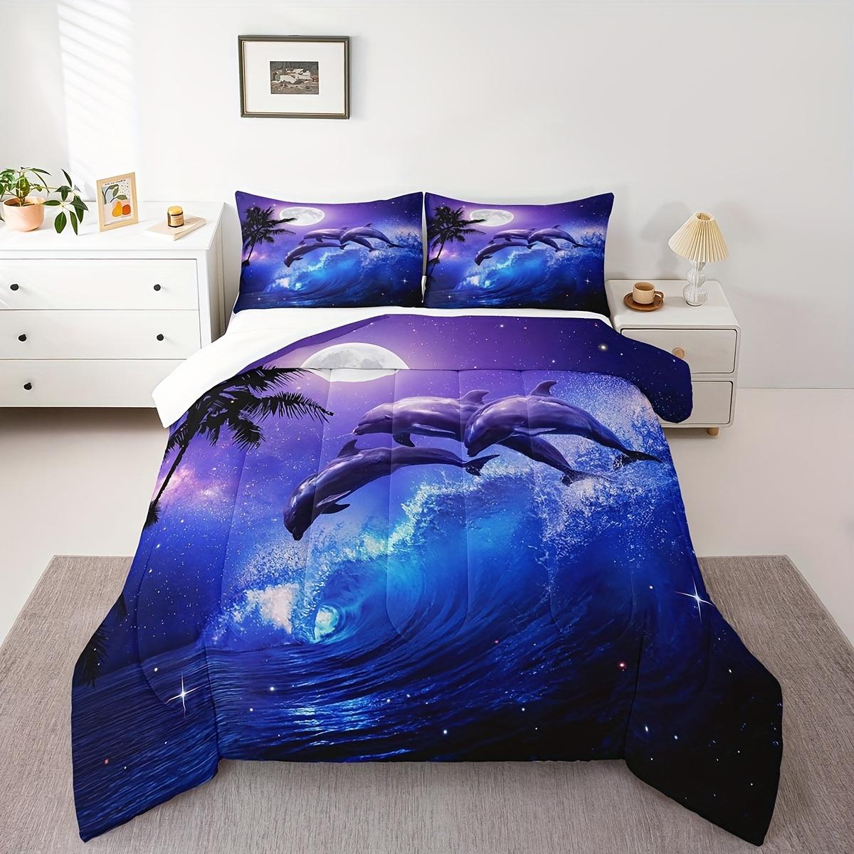 

Dolphin Bedding Set 3D Printed Duvet Cover Set Skin-Friendly Single Twin Double Size Bedroom Decor Duvet Cover Set Birthday Gift Eu Single 135x200cm