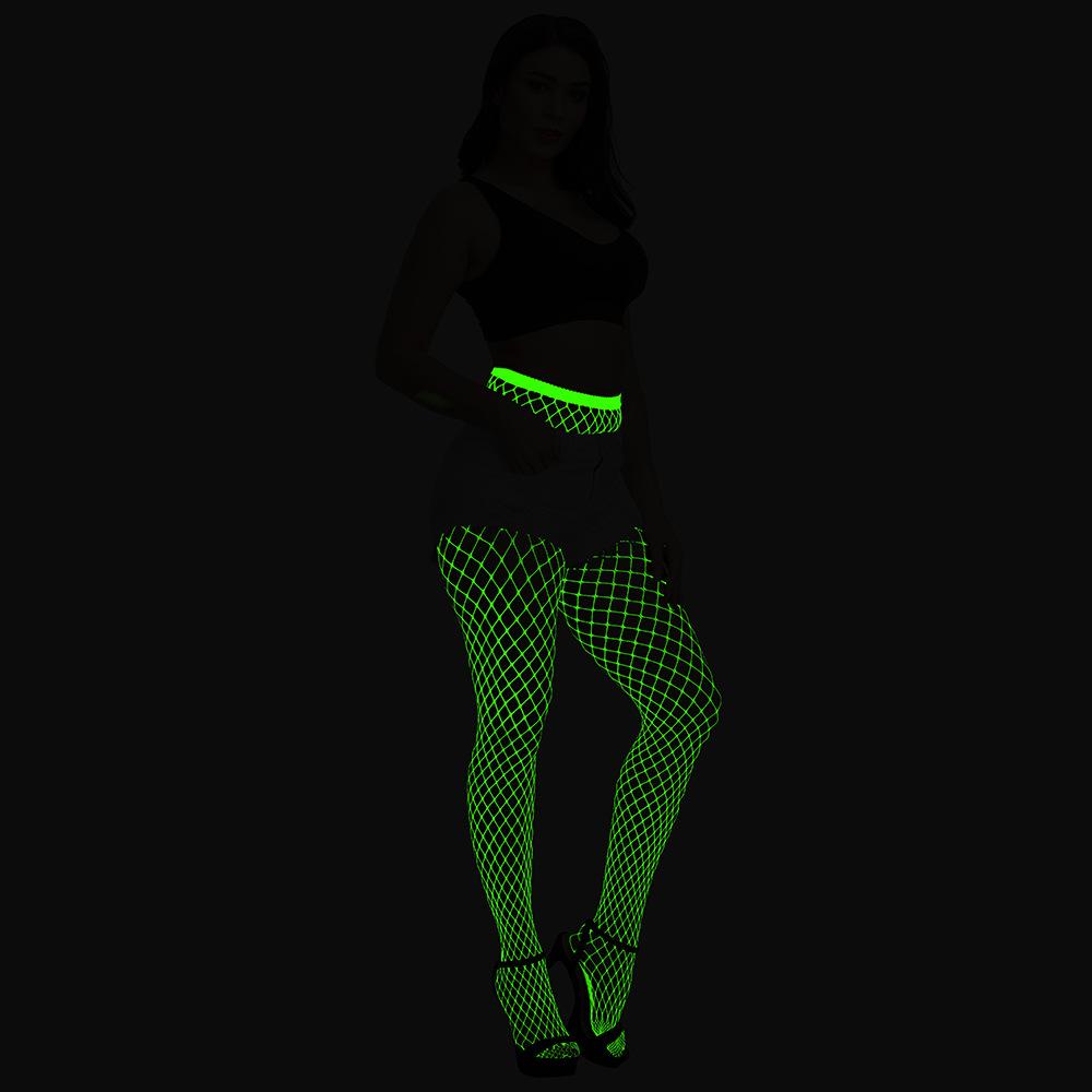 

Женские чулки в сеточку, светящиеся в темноте, женские цельные колготки с люминесцентными линзами, эротическое нижнее белье с полыми перспективными подвязками S