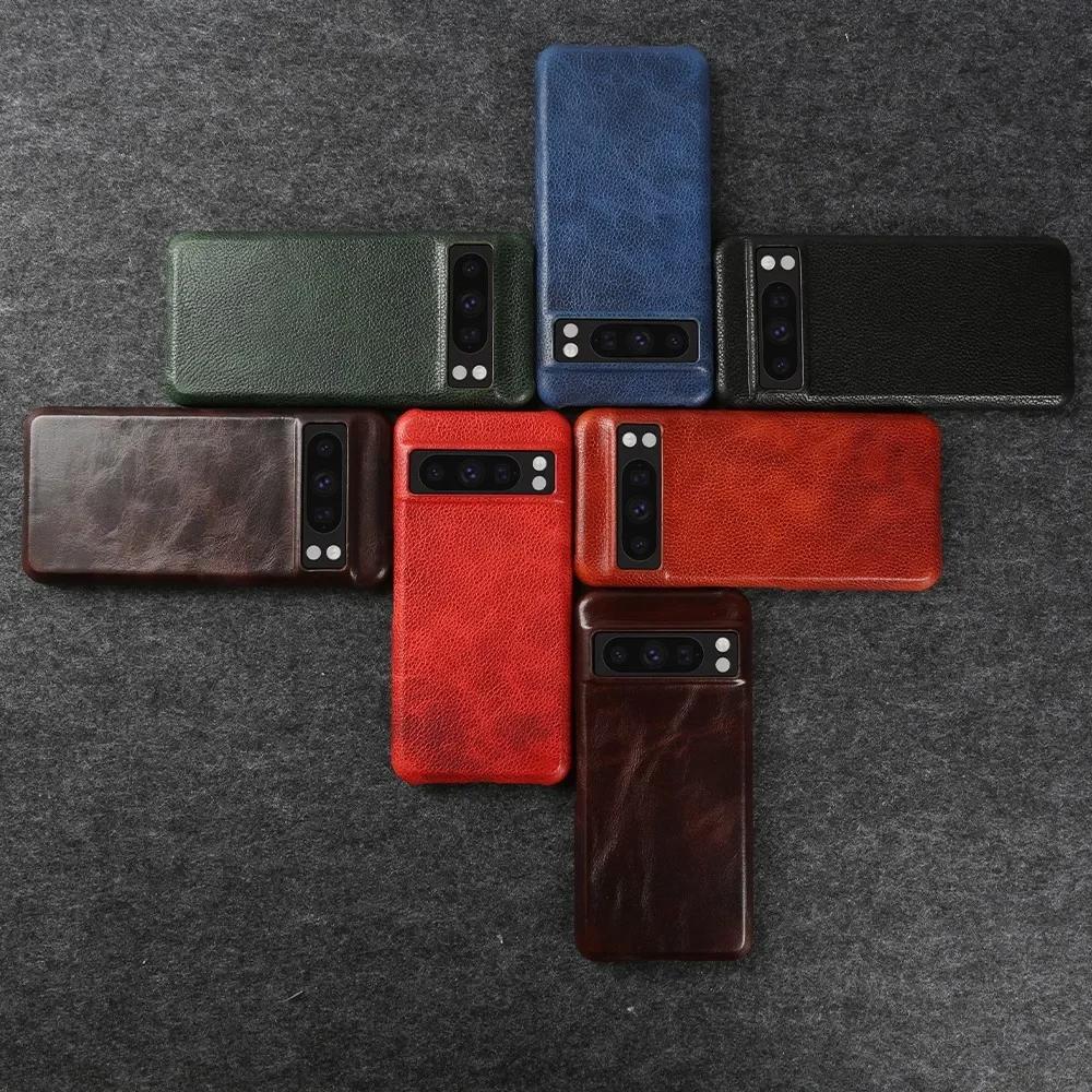 Premium Rindsleder Echtes Leder Hülle Für Google Pixel 8 Pro 7 6Pro 7A 6A 5A Handy Hülle Gehäuse Schutz Funda Rückseite Schale capa
