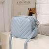 New Fashion Women'S Crossbody Bags Solid Color Rhombic Sewing Shoulder Bags Simple Stylish Pu Leather Handbags Quality