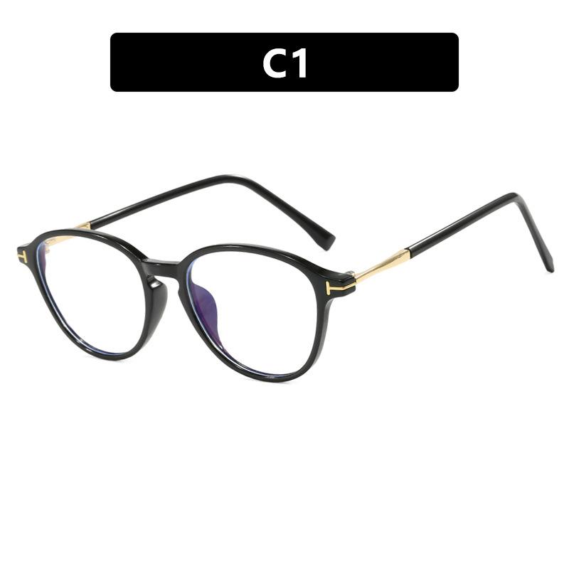 T-Shaped Rice Nail Retro Casual Flat Mirror Tr90 Anti-Blue Glasses Frame Fashionable Literary Anti-Blue Glasses Frame TR90 + anti-blue light