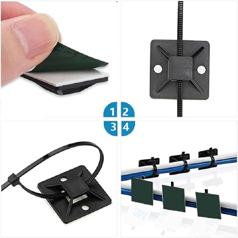 100Pcs Self Adhesive Cable Clips Cord Management Wire Holder Organizer Clamp Desk Tidy Cable Manager For Car Home Office Clips