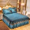 Winter Velvet Lace Bed Skirt One-Piece Thickened Non-Slip Coral Velvet Bedspread Detachable Lace Mattress Protective Cover