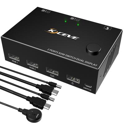 KCEVE KC-KVM202 For HD KVM Switcher Dual Display Switcher Up To 3840*2160@30Hz Video Resolution