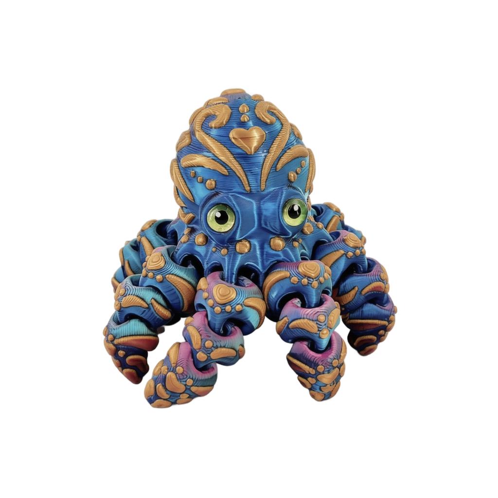 Articulated Octopus Figurine Movable Joints Collectible Craft Decorative Sculpture with Detailed Patterns and Realistic Eyes for Display or Play