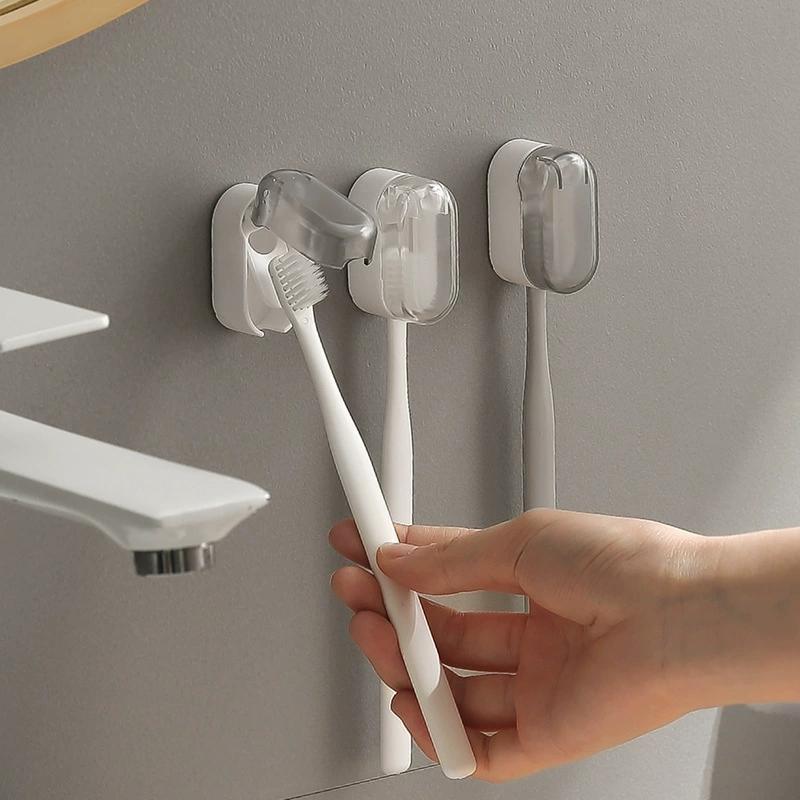 1Pcs Toothbrush Holder With Cover No Punching Wall-mounted Toothbrush Rack Self-adhesive Dust-free Bathroom Storage Organizer