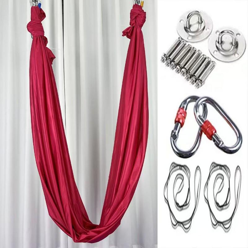 Aerial Yoga Hammock Set With Stretchy Fabric Home Gym Studio Practice Indoor Fitness Suspension Trainer