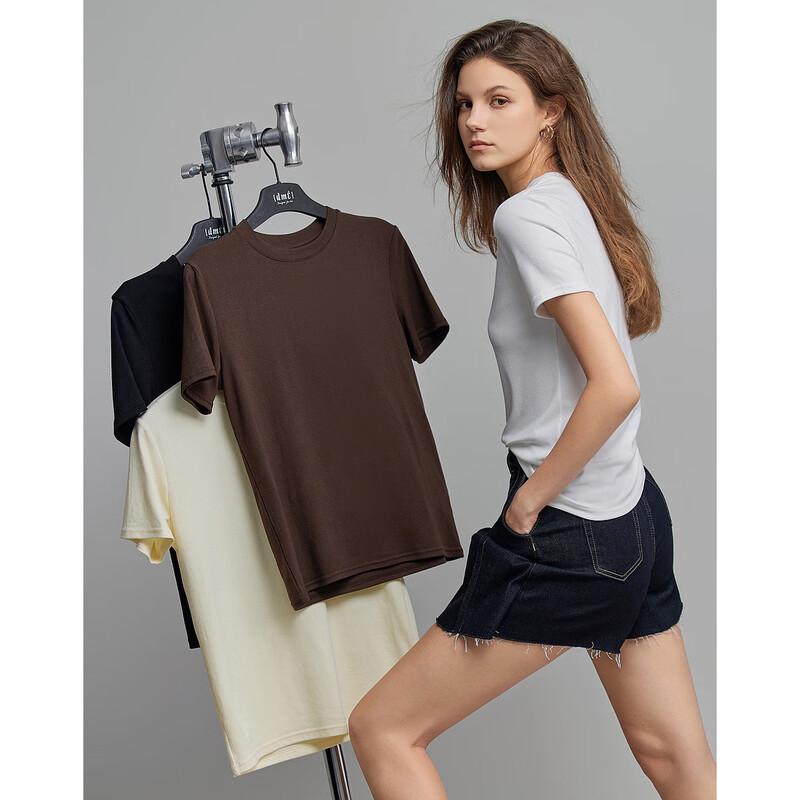 T-shirt pour femme Demana doux à col rond et manches courtes