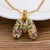 Nidin Fashion Luxury 26 Letters Copper Zircon Pendant Necklace for Women Rainbow Initials Name Necklace Wedding Party Jewelry
