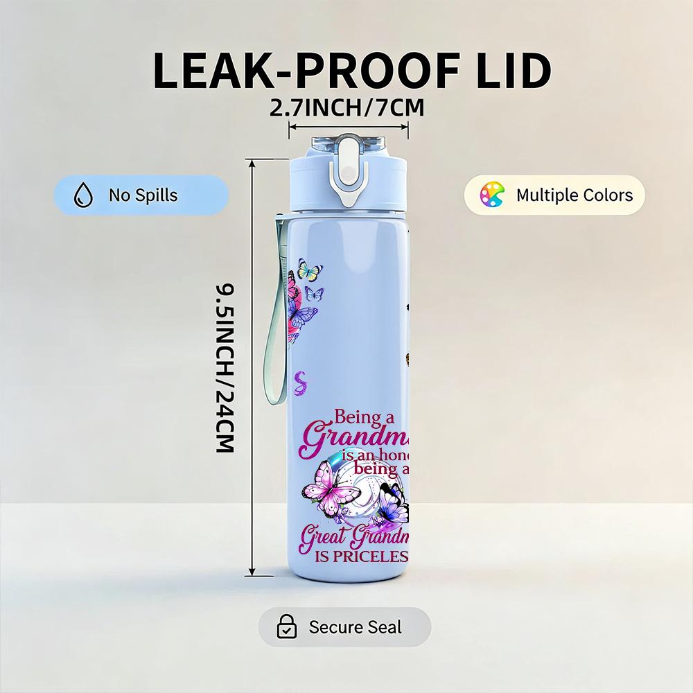 1PC Jesus Heart Multi Butterfly Quote 750ml Color Plastic Sports Water Bottle Leakproof Flip Straw Lid Suitable for Sports Office Home Use